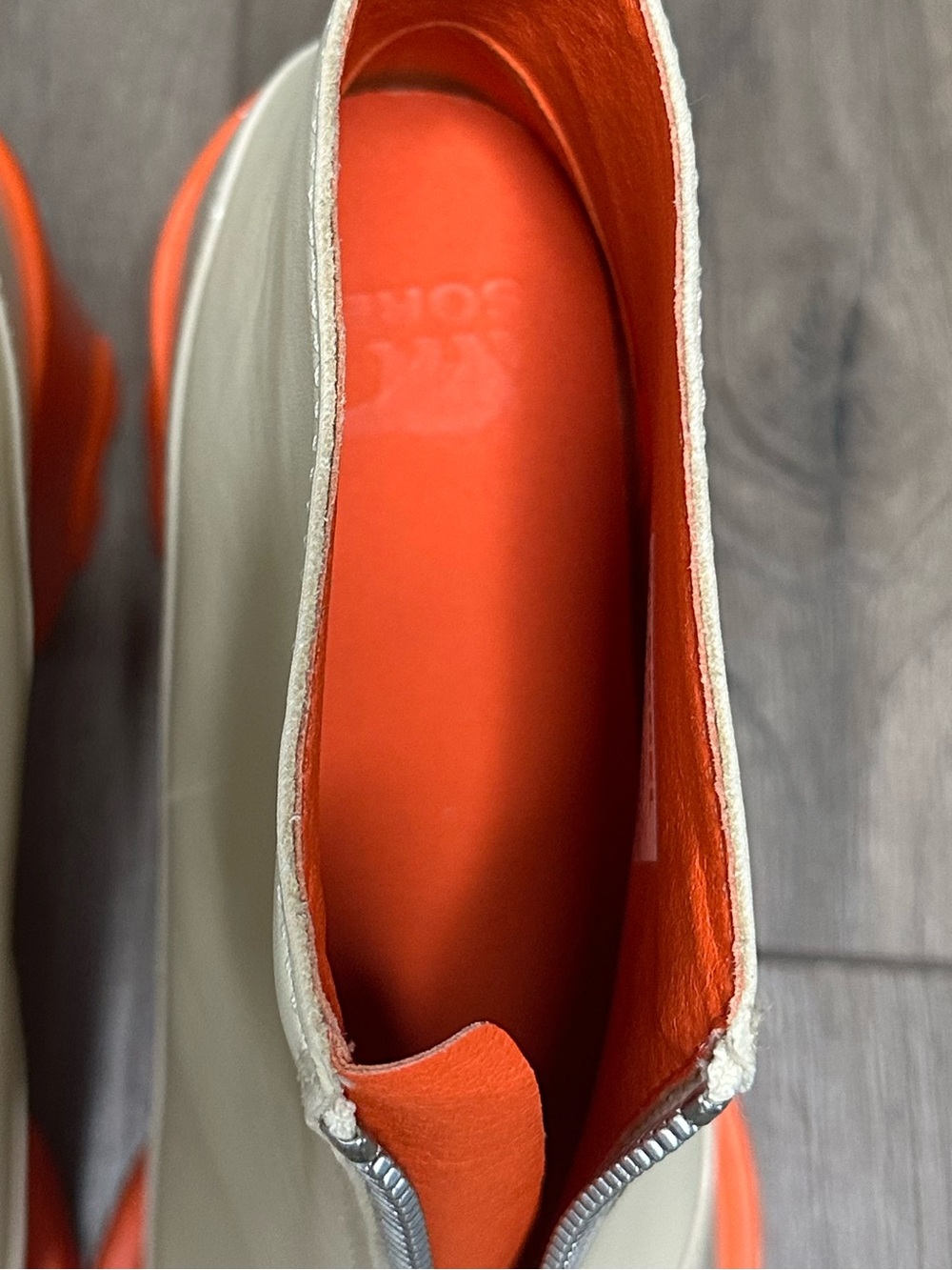 Sorel Brex Heel Water Proof Leather Utility   Zip Winter Boots Orange Tan 7.5 - Picture 11 of 13